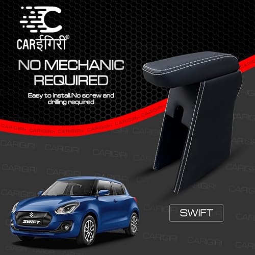 Carigiri Premium Car Armrest for Maruti Suzuki Swift/Swift Dzire with High Density Moulded Foam (Nappa Leatherette,Double Stitching)(Models-2017-2024) (Black with Black Double Stitching) - Image 5