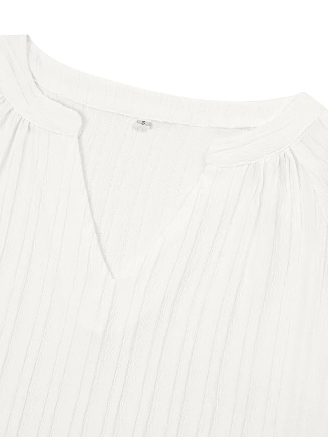 Take Two Take Two Solid V Neck Slit Cut Sleeve Blouse