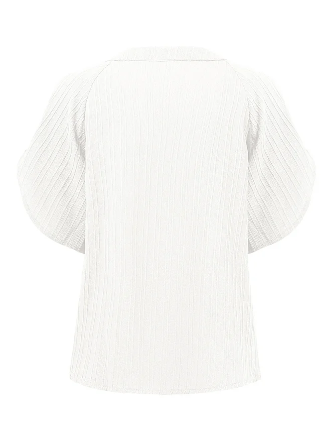 Take Two Take Two Solid V Neck Slit Cut Sleeve Blouse