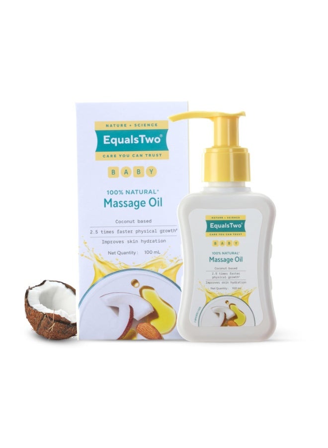 EQUALSTWO by Zydus Nourishing Baby Massage Oil 100ml, 100% Natural Non-Greasy Moisturizing Baby Oil for New Born, Strengthen Muscles & Bones, All Skin Types, Hypoallergenic, Dermatologically Tested, (Pack 1) - Image 1