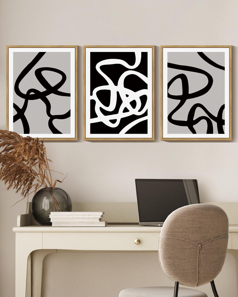 PHOPAGO خطوط Phopago بالأبيض والأسود التجريدي Artric Wall Wash Wash Minimalist Canvas Paint - Image 2