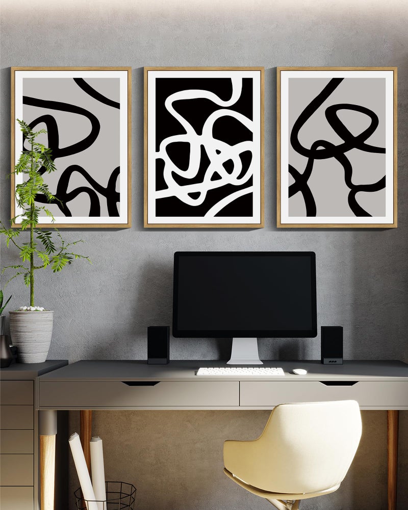 PHOPAGO خطوط Phopago بالأبيض والأسود التجريدي Artric Wall Wash Wash Minimalist Canvas Paint - Image 4