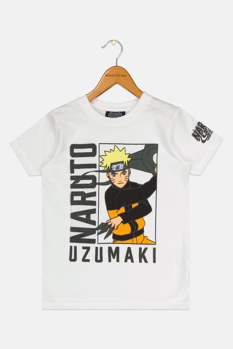 Naruto تي شيرت قصير الأكمام بطباعة جرافيك للأطفال الأولاد، أبيض - Image 2