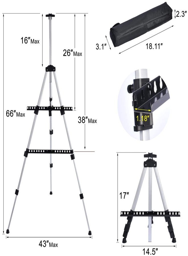 T-SIGN Portable Artist Easel Stand for Painting - Adjustable Height Painting Easel with Bag - Tabletop Art Easel for Painting Canvas Stand, Poster Stand - Metal Tripod- 66 inches (Pack of 2) - Image 3