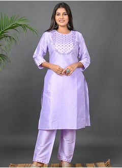 Riara Embroidery Women Kurti With Pant And Dupatta Lavender Round Neck XL - pzsku/Z3BBCDAD6D6FF14743C6FZ/45/_/1717411371/c913a617-fb08-4e09-bfbb-bfe4511817e2