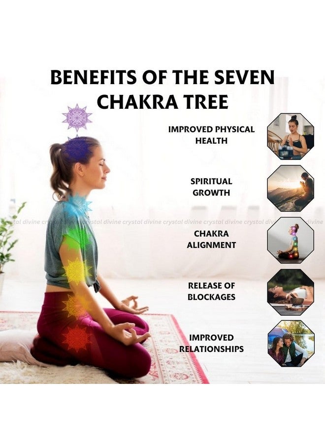 Crystal Divine Seven Chakra Crystal Tree Handmade Home Decor Items Crystal Bonsai Tree Showpiece for Home Decor Vastu Gift Items for Home Decoration Hall Decoration Items Healing Crystals Tree Gifts - Image 3