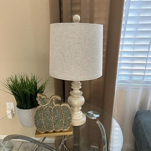 BOBOMOMO Tradition 20.5" Rustic Table Lamp Set of 2 for Living Room Farmhouse Bedside Desk Lamps Bedroom Nightstand Vintage Lamps Linen Washed（Suitable for Decorating Small Areas） - Image 3