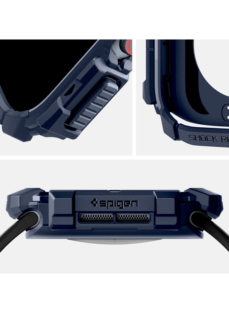 Spigen - Rugged Armor for Apple Watch Series 10 (46mm) Case Cover Durable TPU (2024) - Navy Blue - Image 1