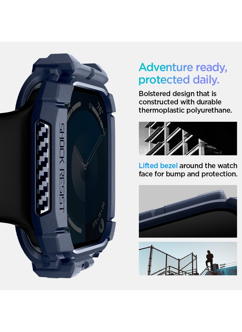 Spigen - Rugged Armor for Apple Watch Series 10 (46mm) Case Cover Durable TPU (2024) - Navy Blue - Image 1