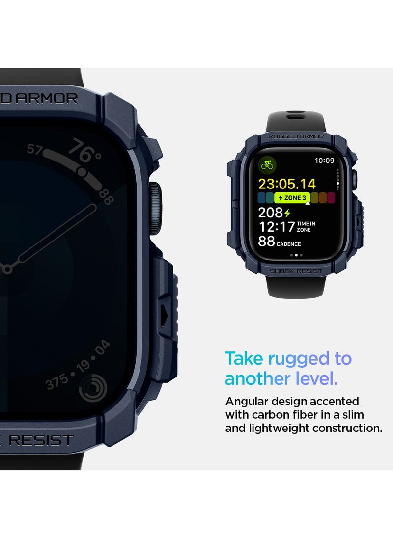 Spigen - Rugged Armor for Apple Watch Series 10 (46mm) Case Cover Durable TPU (2024) - Navy Blue - Image 1