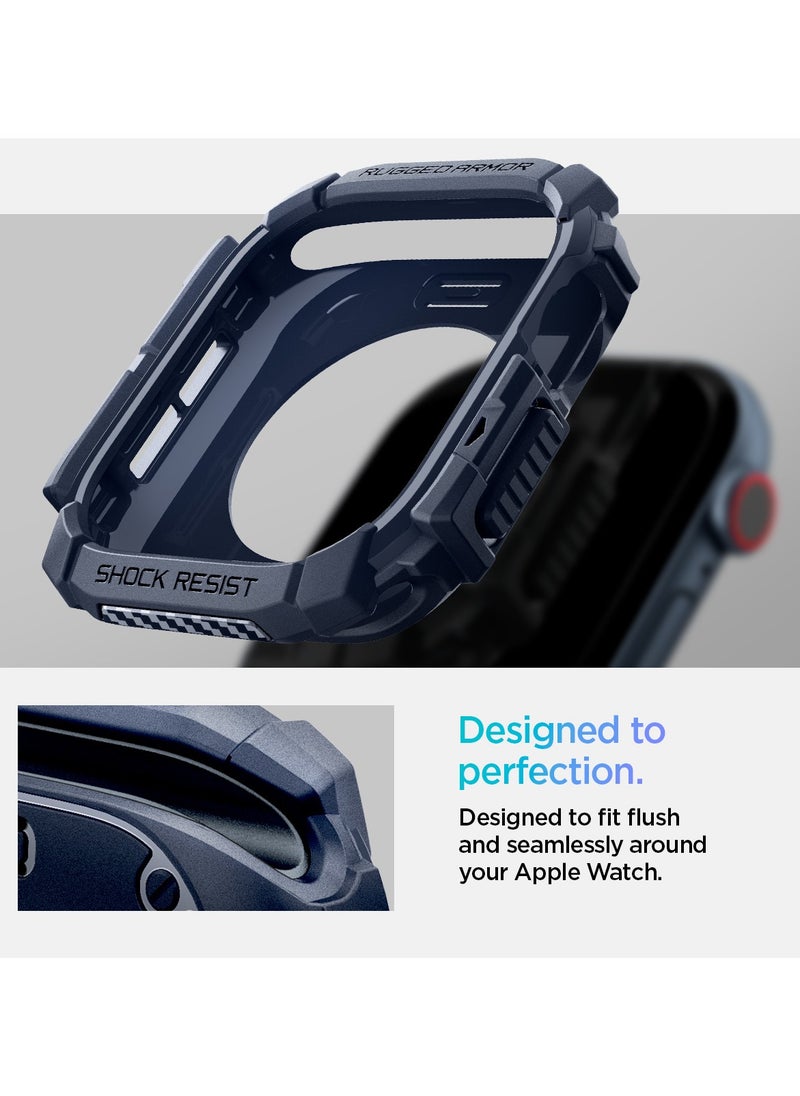 Spigen - Rugged Armor for Apple Watch Series 10 (46mm) Case Cover Durable TPU (2024) - Navy Blue - Image 1