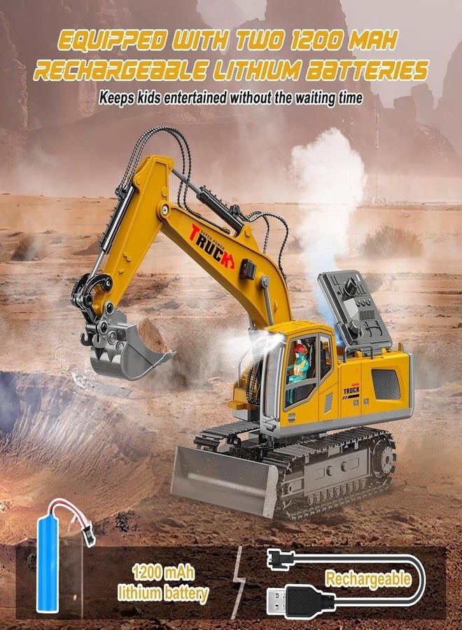 KIDIIG Rc Excavator 13 Channel Rc Excavator Truck Toys Metal Shovel, 1/12 Remote Control Construction Vehicles Tractor, 2.4Ghz Boy Toy Gift for Kids and Adults, Multicolor - Image 3