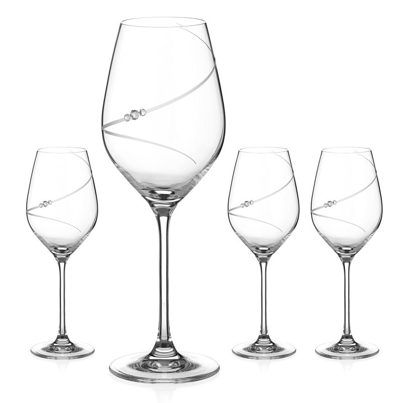 DIAMANTE Swarovski Wine Glasses  Silhouette Hand Cut Design Embellished with Swarovski Crystals  Set of 4