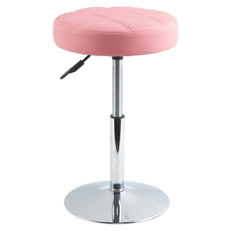 FURWOO Short Round PU Leather Shop Stool  Padded Stool for SalonSPAManicure and Vanity  Small Pink