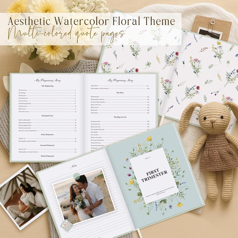 Lanpn My Pregnancy Journal Memory Book for First Time Mom 156 Page Pregnant Announcement Must Have Planner Mom to Be Scrapbook Keepsake Gift Pregnancy Tracking Diary for Expecting Parent Sage Green - Image 3