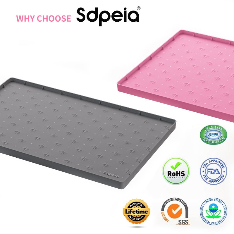 Sdpeia Under Sink Mat 34"Ã—22" Waterproof Silicone Cabinet Liner & Sink Protector for Kitchen & Bathroom, Multi-Purpose Organizers Tray for Pets, Laundry, Cat Litter Mat, Gray - Image 2