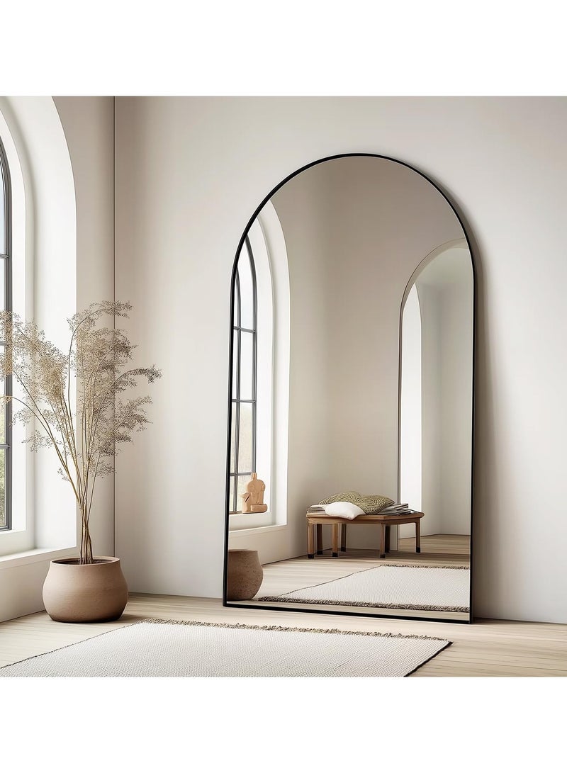 فيبارتي مرآة كاملة الطول - لغرفة النوم وغرفة المعيشة، ديكور منزلي عصري، واقفة أو مائلة أو مثبتة على الحائط - مرآة سوداء (190 × 110 سم) - Image 5