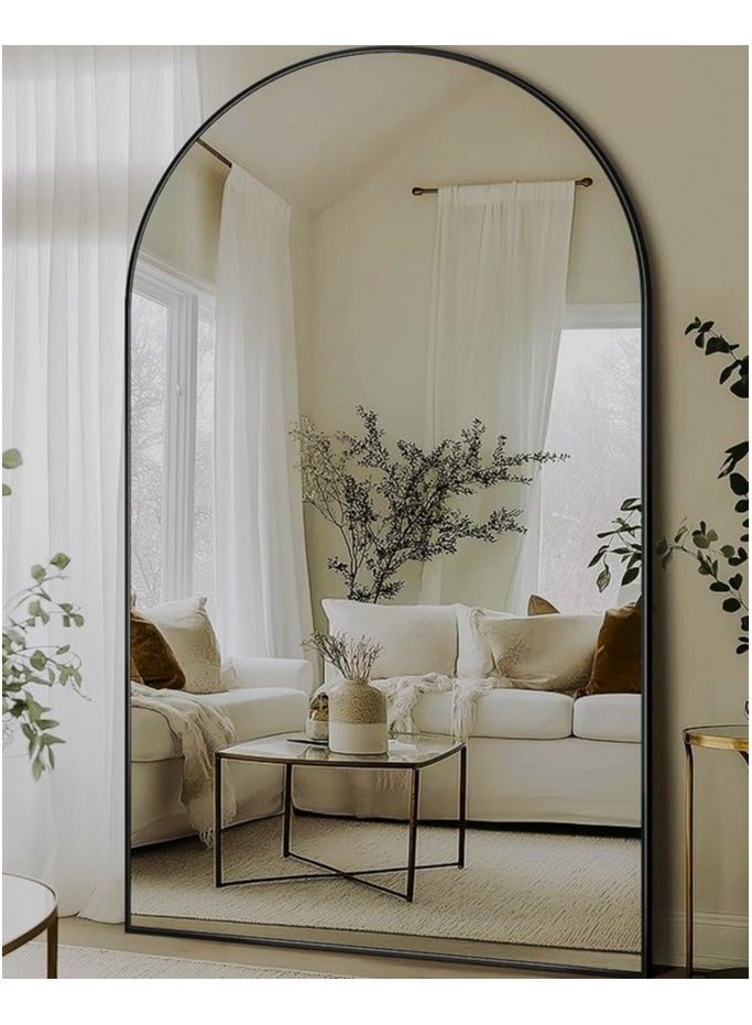 فيبارتي مرآة كاملة الطول - لغرفة النوم وغرفة المعيشة، ديكور منزلي عصري، واقفة أو مائلة أو مثبتة على الحائط - مرآة سوداء (190 × 110 سم) - Image 1