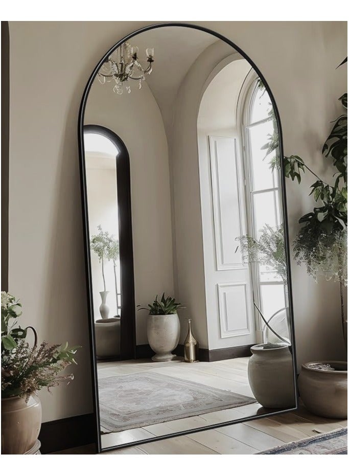 فيبارتي مرآة كاملة الطول - لغرفة النوم وغرفة المعيشة، ديكور منزلي عصري، واقفة أو مائلة أو مثبتة على الحائط - مرآة سوداء (190 × 110 سم) - Image 2