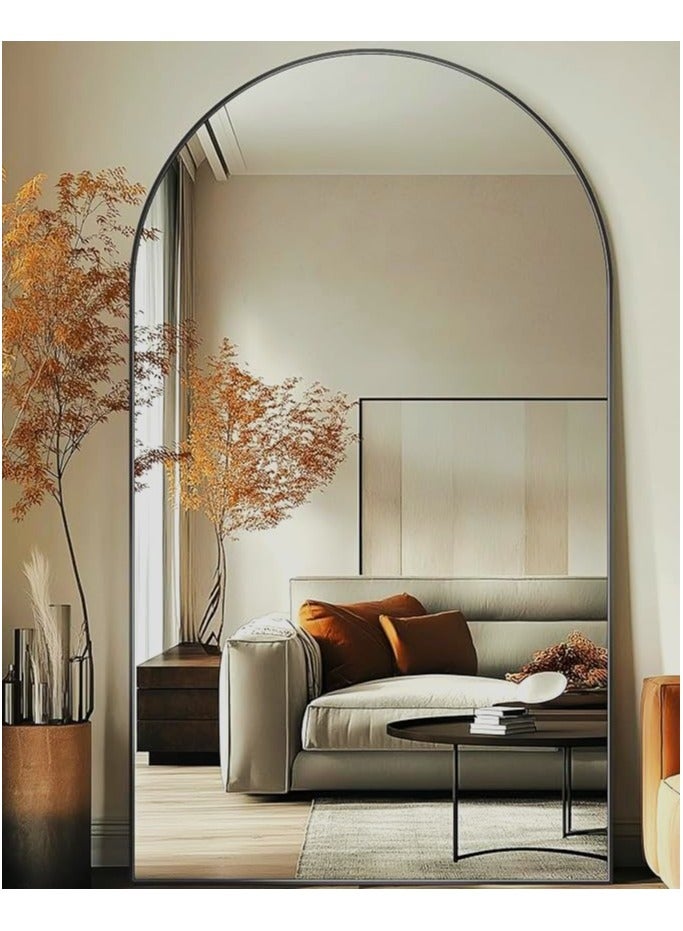 فيبارتي مرآة كاملة الطول - لغرفة النوم وغرفة المعيشة، ديكور منزلي عصري، واقفة أو مائلة أو مثبتة على الحائط - مرآة سوداء (190 × 110 سم) - Image 3