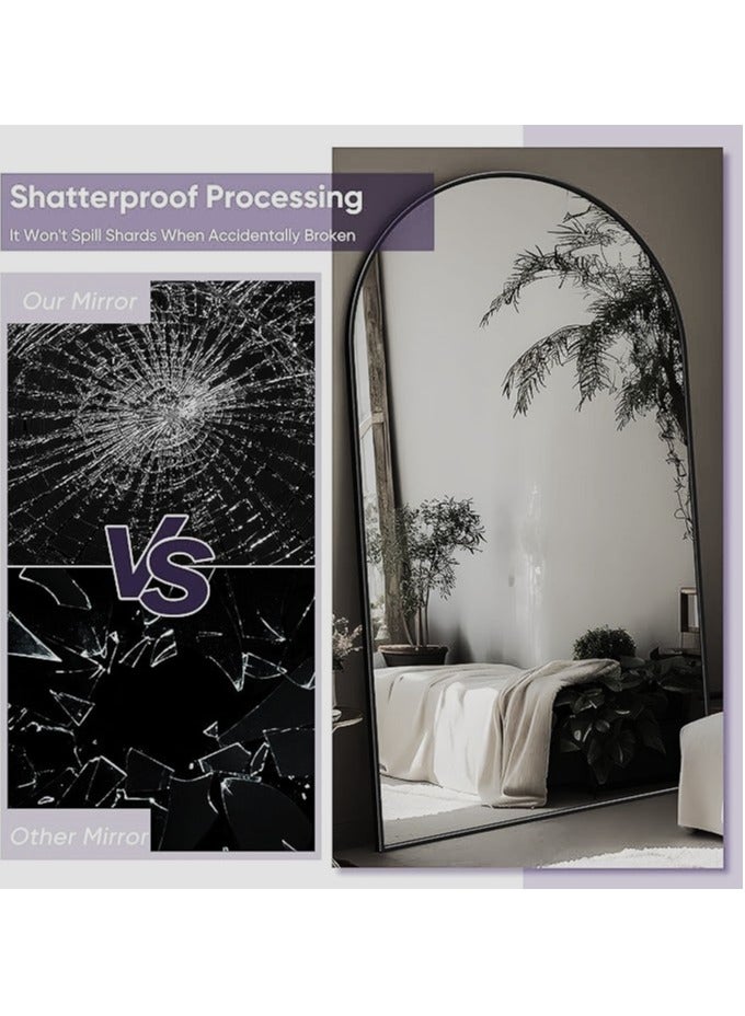 فيبارتي مرآة كاملة الطول - لغرفة النوم وغرفة المعيشة، ديكور منزلي عصري، واقفة أو مائلة أو مثبتة على الحائط - مرآة سوداء (190 × 110 سم) - Image 4