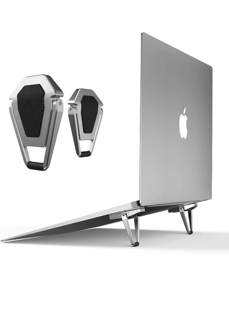 حامل كمبيوتر محمول - قطعتان، وسادة تبريد صغيرة من الألومنيوم، حامل لوحة مفاتيح الكمبيوتر، حامل مكتب كمبيوتر محمول خفيف الوزن ومريح لأجهزة MacBook Pro/Air، Lenovo، أجهزة لوحية وكمبيوتر محمول مقاس 12-17 بوصة - Image 1