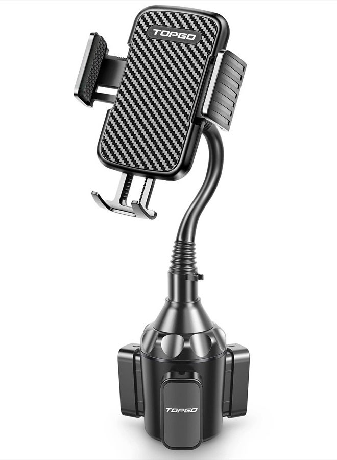 TOPGO [Upgraded Cup Holder Phone Holder for Car, Phone Mount Universal Adjustable Gooseneck Cup Holder Cradle Car Mount for Cell Phone iPhone 14,Samsung,LG (Black) - Image 1