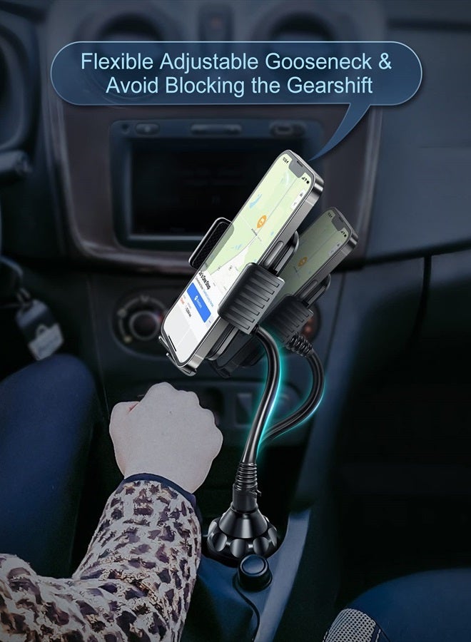 TOPGO [Upgraded Cup Holder Phone Holder for Car, Phone Mount Universal Adjustable Gooseneck Cup Holder Cradle Car Mount for Cell Phone iPhone 14,Samsung,LG (Black) - Image 2