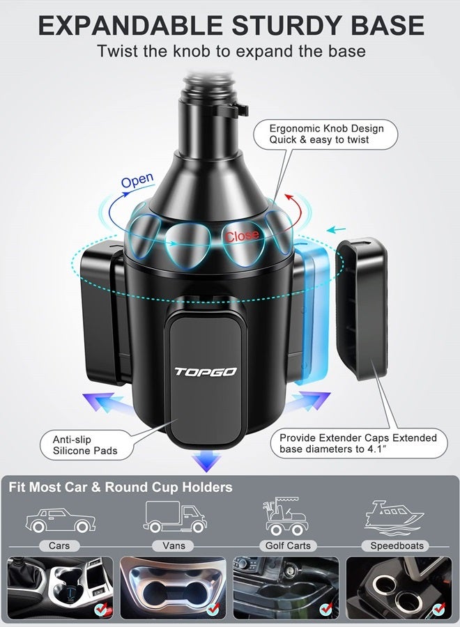 TOPGO [Upgraded Cup Holder Phone Holder for Car, Phone Mount Universal Adjustable Gooseneck Cup Holder Cradle Car Mount for Cell Phone iPhone 14,Samsung,LG (Black) - Image 4