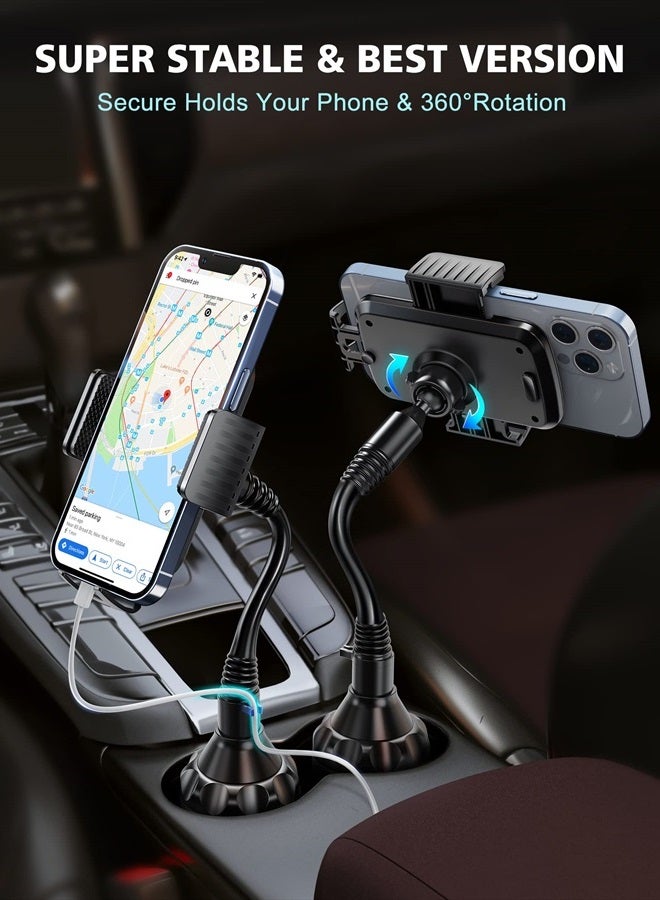 TOPGO [Upgraded Cup Holder Phone Holder for Car, Phone Mount Universal Adjustable Gooseneck Cup Holder Cradle Car Mount for Cell Phone iPhone 14,Samsung,LG (Black) - Image 3