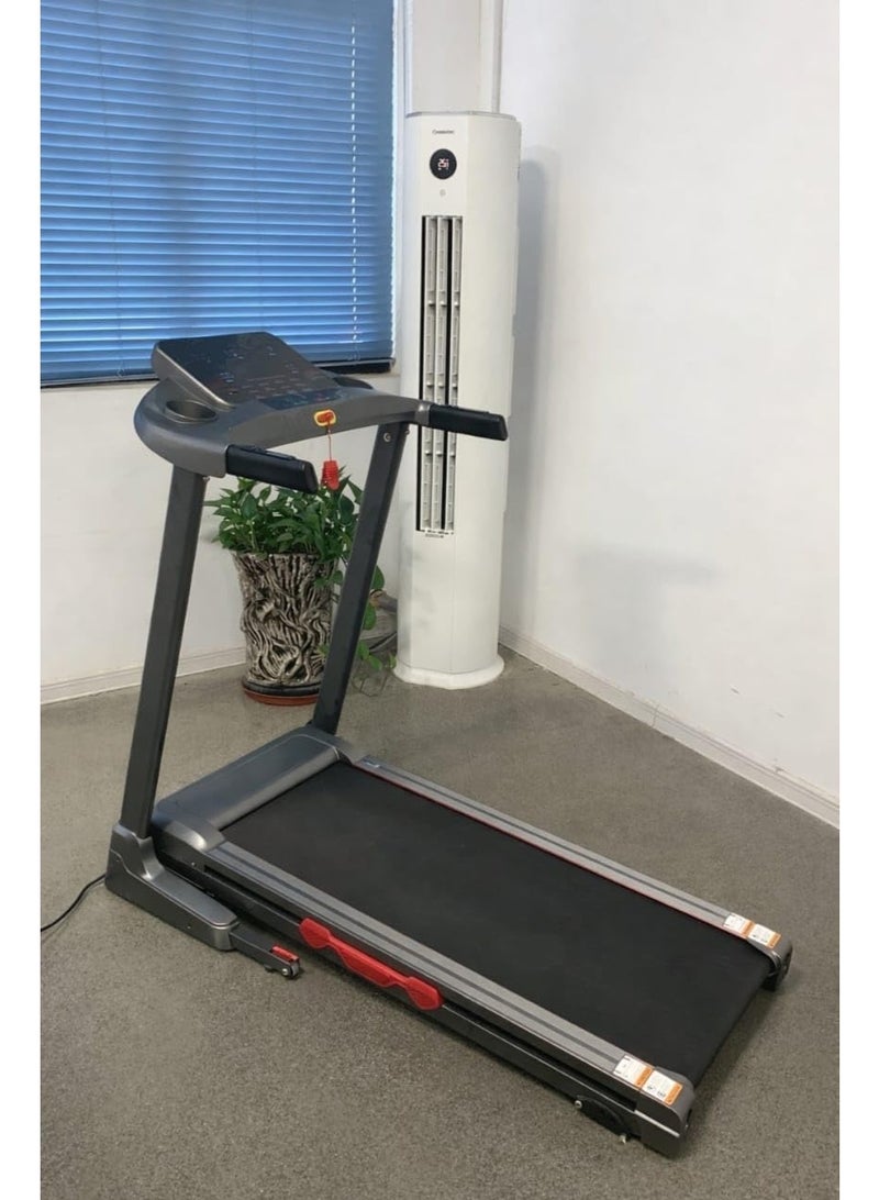 AC treadmill with 3 HP motor, supports up to 150 kg, displays speed, time, and distance, speed up to 14 km/h, 45 programs, safety switch, 3 incline levels, 5-year warranty - Image 1