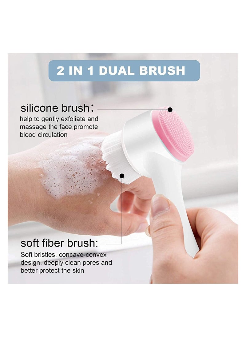 LA PERLA TECH  Manual Facial Cleansing Brush, 2-in-1 Skin Care face Brush, Silicone Facial Scrubber Manual Dual Face Wash Brush for Deep Pore Exfoliation Massaging  - Image 2