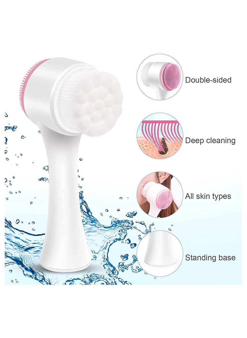 LA PERLA TECH  Manual Facial Cleansing Brush, 2-in-1 Skin Care face Brush, Silicone Facial Scrubber Manual Dual Face Wash Brush for Deep Pore Exfoliation Massaging  - Image 1
