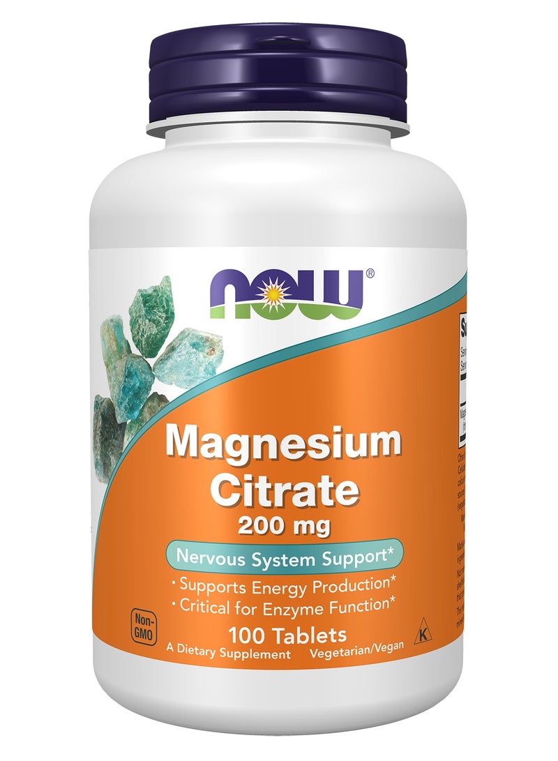 Now Magnesium Citrate 200 mg 100 Tablets - Image 1