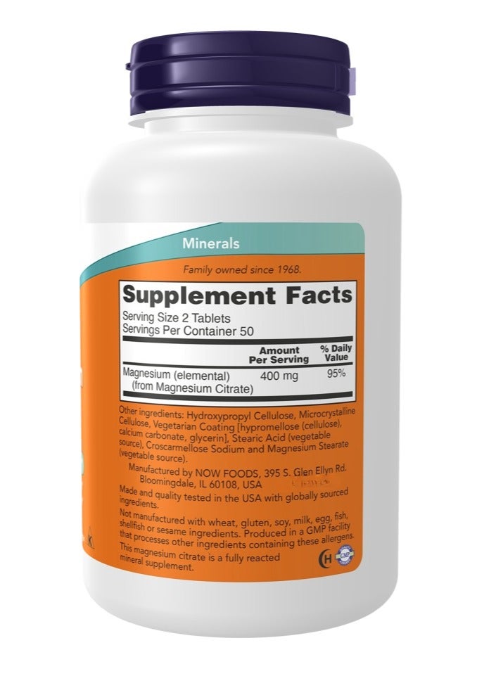 Now Magnesium Citrate 200 mg 100 Tablets - Image 2