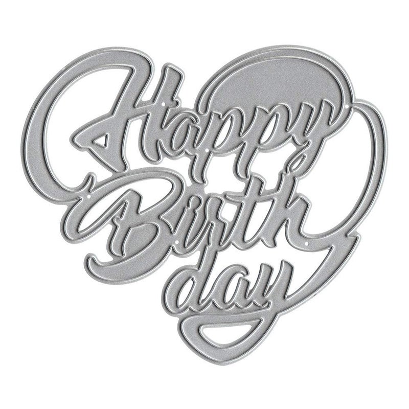 Hying Metal Happy Birthday Letter Cutting Dies Love Heart Shape Die Cuts for Card Making Stencil Embossing Tool Scrapbooking DIY Etched Craft Dies