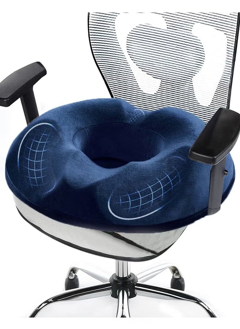 URbazaar Donut Pillow Hemorrhoid Seat Cushion for Office Chair, Premium Memory Foam Chair Cushion Massage Anti Hemorrhoids Hip Push Up Yoga Orthopedic Comfort Tailbone Pillow (Blue)  - Image 1