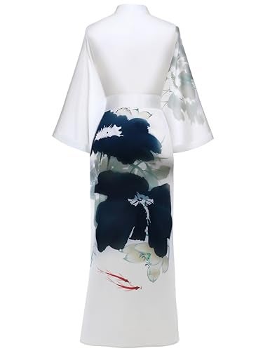 PRODESIGN Long Gradual Watercolor Satin Sleepwear Kimono Nightgown Bathrobe - Image 2