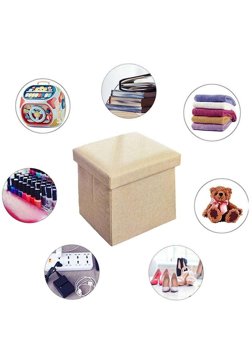 XiuWoo Multifunctional Foldable Cube Storage Organizer and Foot Rest Lid Stool Seat Chair with Square Chest Padded  - Image 2