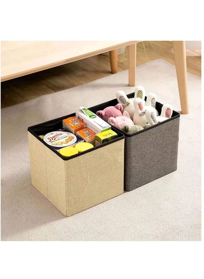 XiuWoo Multifunctional Foldable Cube Storage Organizer and Foot Rest Lid Stool Seat Chair with Square Chest Padded  - Image 5