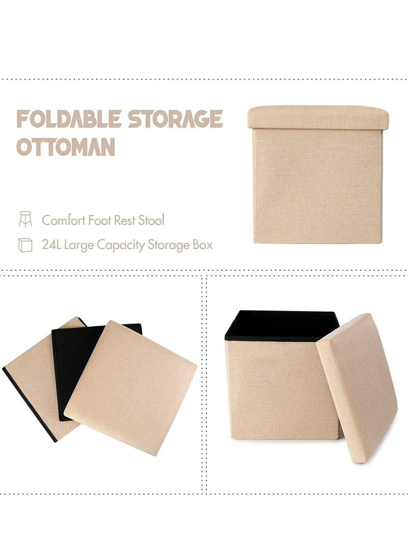 XiuWoo Multifunctional Foldable Cube Storage Organizer and Foot Rest Lid Stool Seat Chair with Square Chest Padded  - Image 3