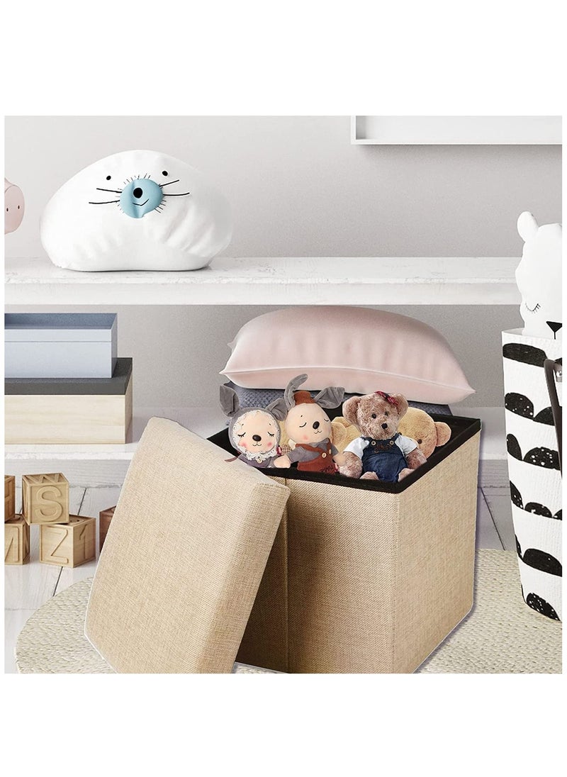 XiuWoo Multifunctional Foldable Cube Storage Organizer and Foot Rest Lid Stool Seat Chair with Square Chest Padded  - Image 4
