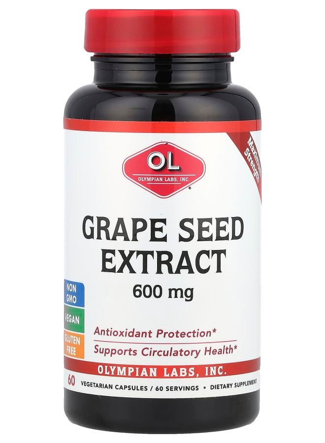 Olympian Labs Grape Seed Extract Maximum Strength 600 mg 60 Vegetarian Capsules