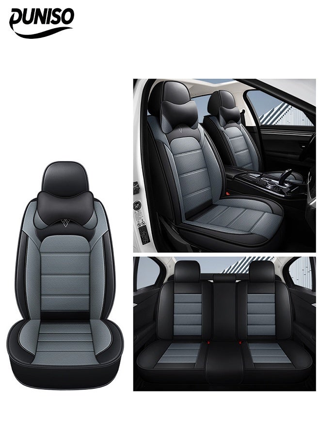 DUNISO Car Seat Cover, Universal Fully Wrapped Seat Cushion, Artificial Leather Car Backrest Seat Cover, Equipped With Headrest, Wear Resistant And Anti Slip, Suitable For All Seasons, Suitable For Most Car Seats - Image 1