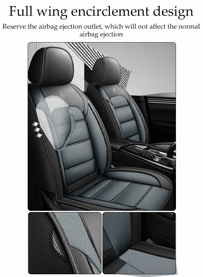 DUNISO Car Seat Cover, Universal Fully Wrapped Seat Cushion, Artificial Leather Car Backrest Seat Cover, Equipped With Headrest, Wear Resistant And Anti Slip, Suitable For All Seasons, Suitable For Most Car Seats - Image 2