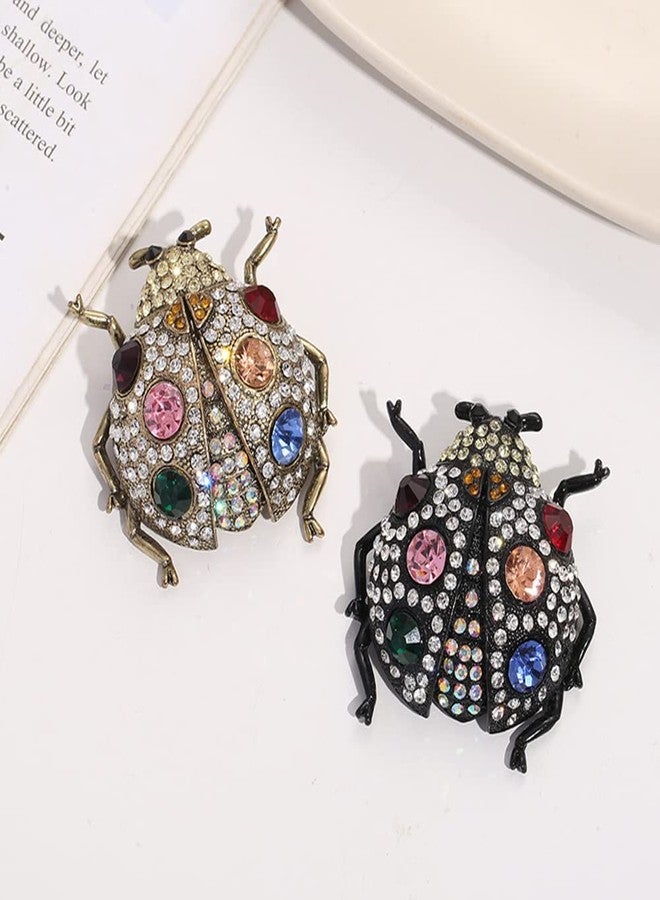 OIDIMS Creative Cartoon Ladybug Crystal Brooch Pin for Women Girls Diamond Dress Clothing Brooches Collar Jewelry for Women's Corsages Scarf Clip Bags Hat Decoration Wedding Birthday Cocktail Party (Gold-Tone) - Image 4