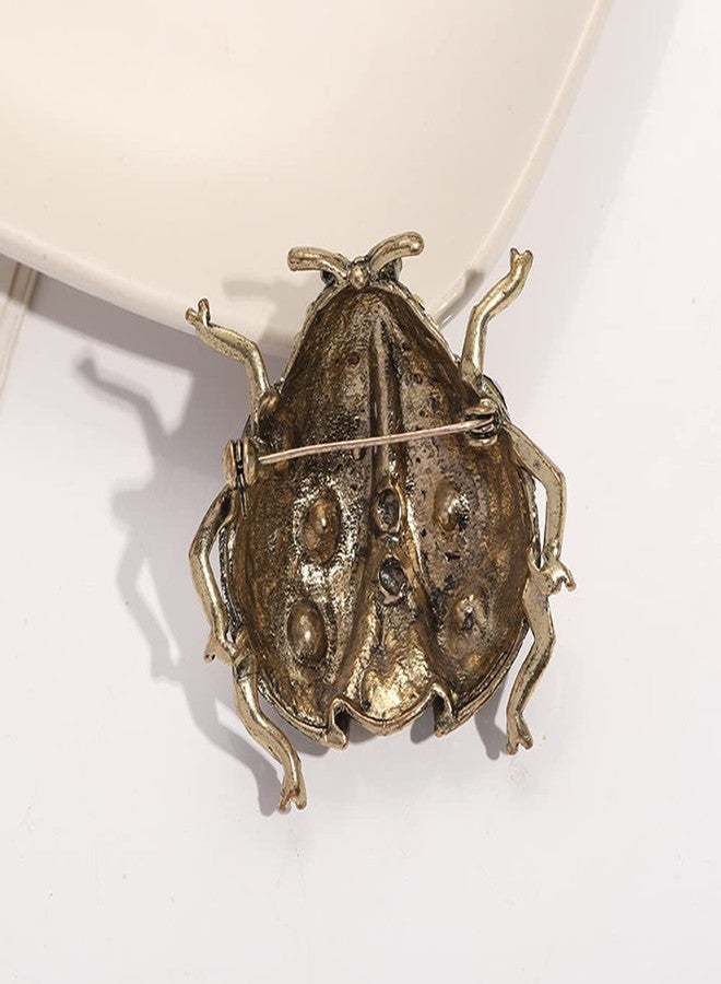 OIDIMS Creative Cartoon Ladybug Crystal Brooch Pin for Women Girls Diamond Dress Clothing Brooches Collar Jewelry for Women's Corsages Scarf Clip Bags Hat Decoration Wedding Birthday Cocktail Party (Gold-Tone) - Image 5