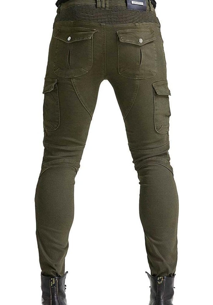 VNFOX Men's Motorcycle Riding Pants with Knee and Hip Armor Pads - Army Green - Image 2