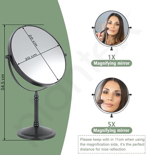 Plantex Premium Brass Magnifying Mirror/Dual Side Makeup Mirror with 5x/1x Magnification/Tabletop Vanity Hand Mirrors Stand (8 Inch-Chrome/Tabletop) - Image 3