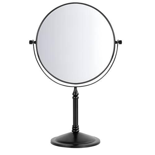 Plantex Premium Brass Magnifying Mirror/Dual Side Makeup Mirror with 5x/1x Magnification/Tabletop Vanity Hand Mirrors Stand (8 Inch-Chrome/Tabletop) - Image 1